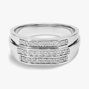 Triple Row Diamond Men's Ring in 14k White Gold (1/2 ct. tw.)