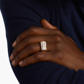 Men's Four Row Diamond Ring in 14k White Gold (3/4 ct. tw.)
