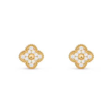 Vintage Clover Lab Diamond Earrings
