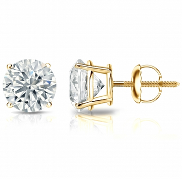 Round Brilliant Lab Diamond Stud Earrings – Classic Four Prong Setting