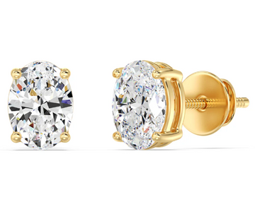 Oval Cut Lab Diamond Stud Earrings – Classic Four Prong Setting