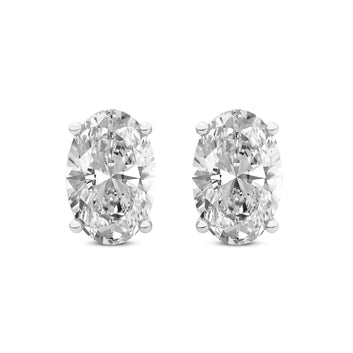 Oval Cut Lab Diamond Stud Earrings – Classic Four Prong Setting