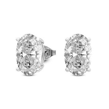 14kt White Gold Four Prong Oval Lab Diamond Stud Earrings (1 Ct. Tw.)