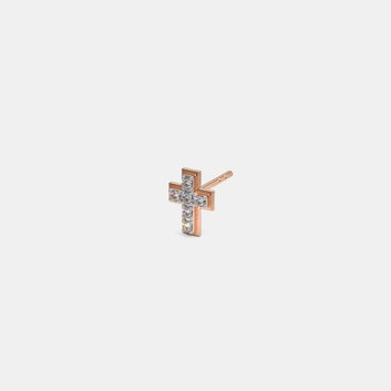 Cross Rose Gold Lab Diamond Stud