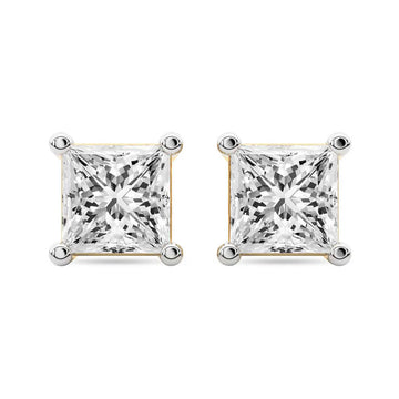 Princess Cut Lab Diamond Stud Earrings – Classic Four Prong Setting
