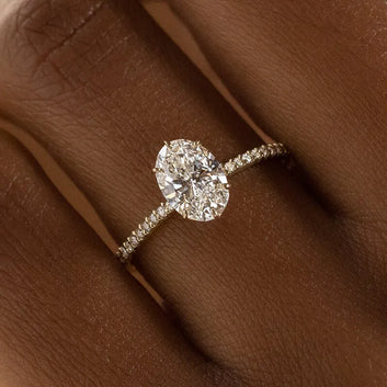 Whisper Ring with Pave Band, Oval Cut