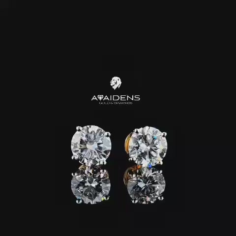 Round Brilliant Lab Diamond Stud Earrings – Classic Four Prong Setting